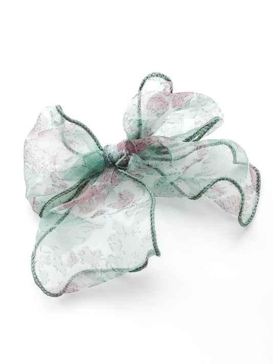 Green Floral Big Bow